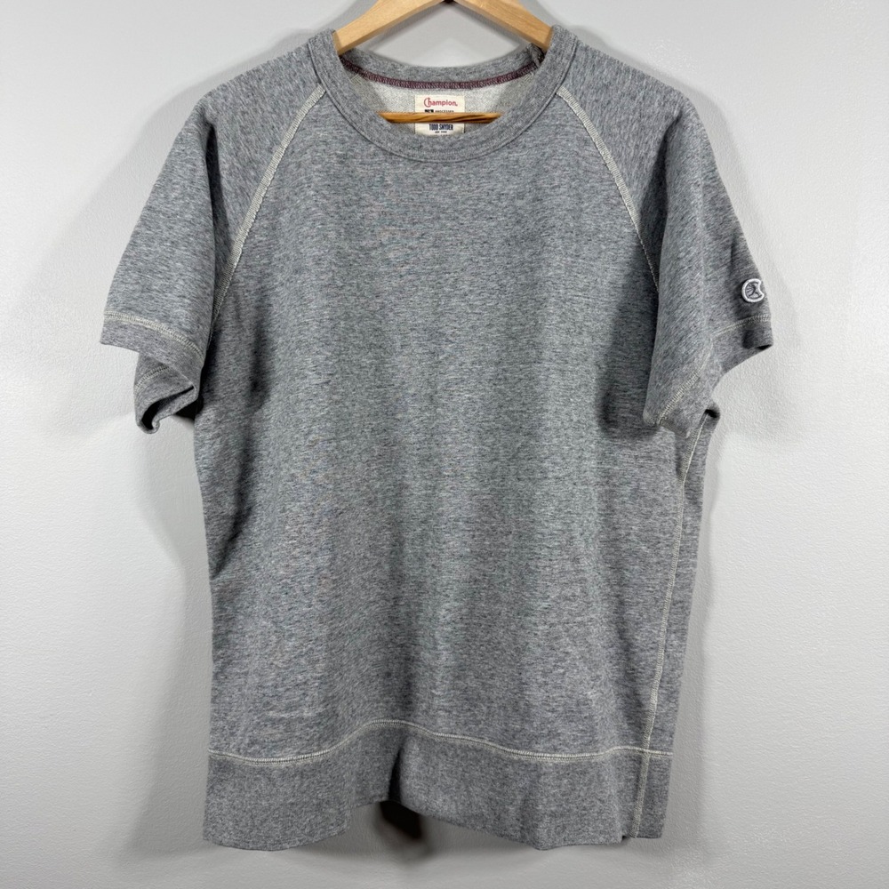 Champion Todd Snyder Short Sleeve Raglan Sweatshirt Gray Large